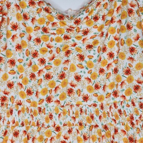 2X 18W 20W Torrid Yellow Super Soft Sweetheart Ruched Babydoll Tank Top Floral - Picture 5 of 9